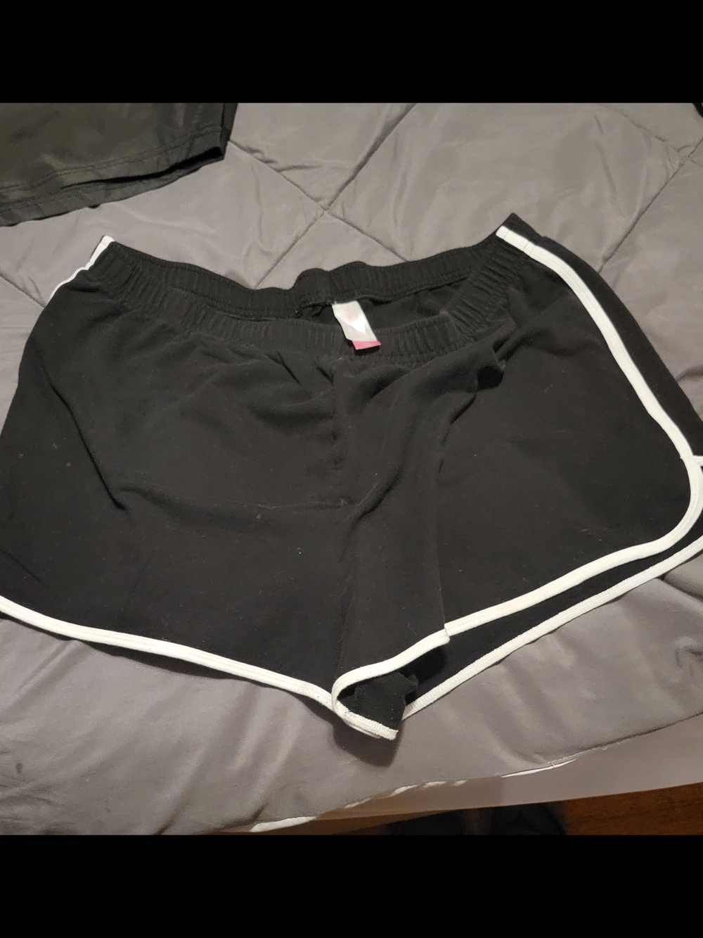 Time and Tru Black Athletic Shorts with White Piping